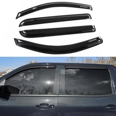 Imagem de Quxunzzz Protetor de chuva para janela lateral para ventilação externa serve para Chevy Silverado 1500 Sierra Crew Cab 2014 2015 2016 2017 2018 (não serve para modelos de 2 portas ou cabine