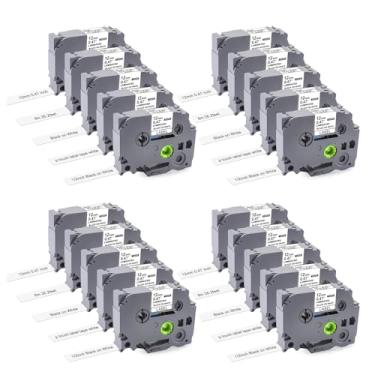 Imagem de Womiten Fita adesiva P Touch 12 mm 0,47 branca de substituição para fita laminada Brother para uso interno/externo, refis de etiquetadora TZe-231 para PTD220 PTD210 PTH110, preto sobre branco,