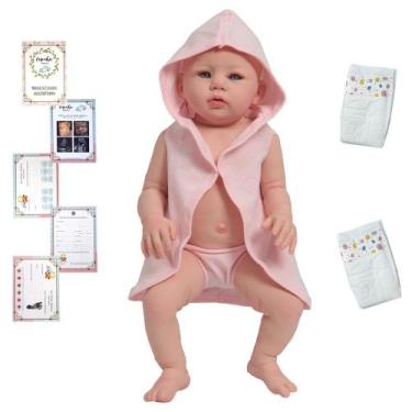 Imagem de Boneca Bebê Tipo Reborn Realista Careca Kit Acessórios - Cegonha Rebor