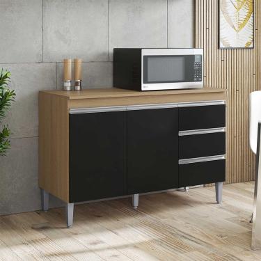 Imagem de Balcão de Pia Andréia 100cm com Tampo Amêndoa Preto AJL Móveis