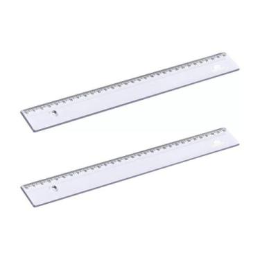 Imagem de Kit 02 Réguas 30cm Poliestireno Transparente Cristal - Acrimet