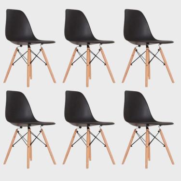 Imagem de Conjunto 6 Cadeiras para Sala de Jantar Eames Eiffel Dkr Preto
