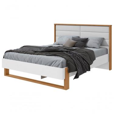 Imagem de Cama Casal 160cm Com Led Freetown - Lopas Amendoa Clean/branco.