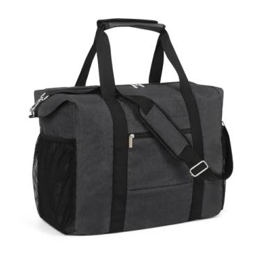 Imagem de Bolsa esportiva de viagem para mulheres e homens, bolsa de ginástica com bolso molhado, bolsa de bagagem dobrável, Preto