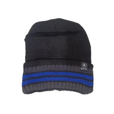 Imagem de Touca de Lã Forrada Masculina Adulto - Frio Inverno - LU3721, Azul