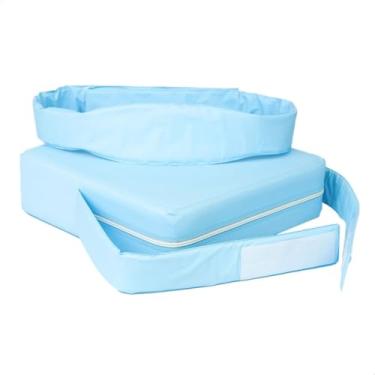 Imagem de Almofada Infantil Assento Elevação De Cadeira Para Alimentação Atividades Impermeável Quadrada Com Cinto De Segurança Vária Cores (Almofada Azul Bebê)