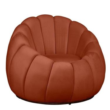 Imagem de Poltrona Decorativa Concha Base Arco Giratória Veludo