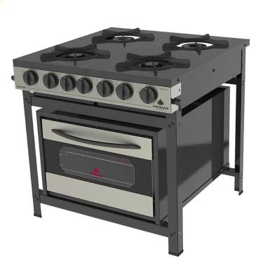 Imagem de Fogão Industrial Progás PRGE-402 F GOURMET Inox A Gás 4 Bocas 2 Simples E 2 Duplas Com Forno P39205