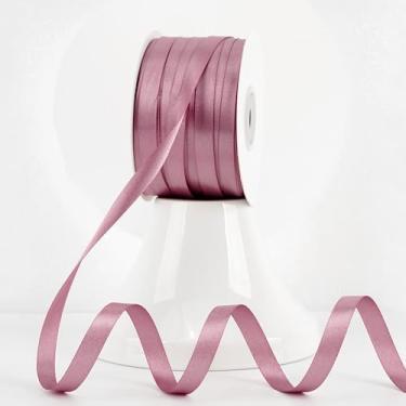 Imagem de MEEDEE Fita de cetim rosa Lux, cetim dupla face, 100 metros, fita de malva rosada fina para embrulho de presente, suprimentos de festa, aniversário, chá de bebê, casamento, artesanato DIY, suprimentos