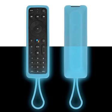 Imagem de Capa azul luminosa para controle remoto de voz Verizon Stream TV Box ASK-STI6220 à prova de choque, lavável, não irrita a pele, antiperda com laço (brilha em azul escuro)
