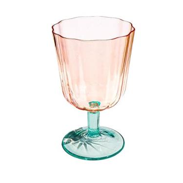 Imagem de Abode Homewares Simple Scallop Premium Acrylic Drinkware Taça interior/exterior, rosa e verde, 500 ml, conjunto de 6