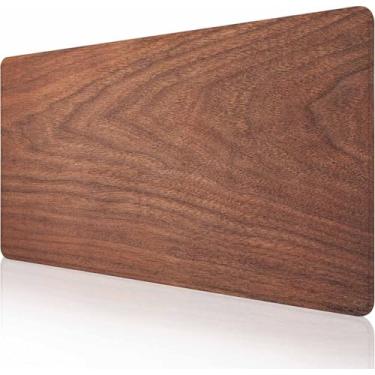 Imagem de Mouse pad grande para jogos estendido com bordas costuradas, base de borracha antiderrapante para escritório, computador, teclado, laptop e mesa de casa, 90 x 40 cm, textura de madeira marrom