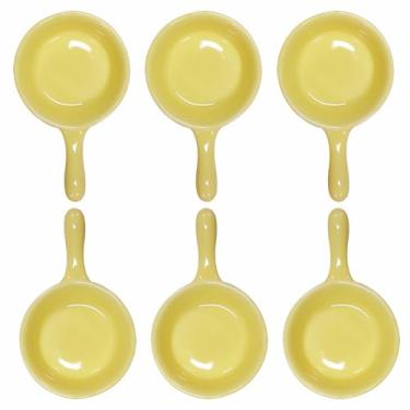 Imagem de Lotatheta 6 peças de porcelana, molho de soja, lanche, creme, salada, sobremesa, doces, açucareiro, prato de cerâmica amarela, 28,5 g com alça para jantar, assar, churrasco, cozinhar