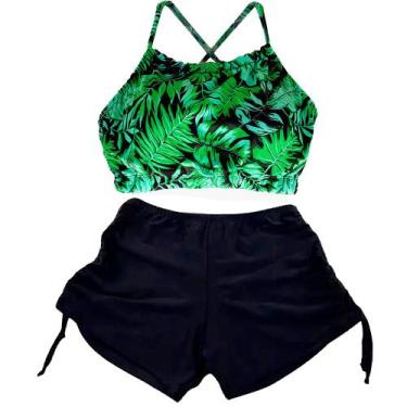 Imagem de Biquíni Cropped com Bojo e Shorts Folhagem Sullins, P