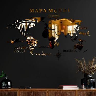 Imagem de Mapa Mundi Espelhado Dourado - Inove Papéis de Parede