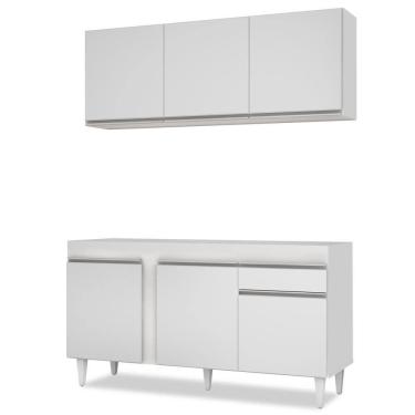 Imagem de Armário Aéreo Argélia E Balcão Para Pia 150cm Dakota Branco - Lumil Móveis