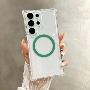 Imagem de Capa magnética transparente Armour para Samsung S25 S23 S24 Plus S21 S22 Ultra Luxury Corners Reforçada Capa protetora, verde, para Galaxy S25Plus