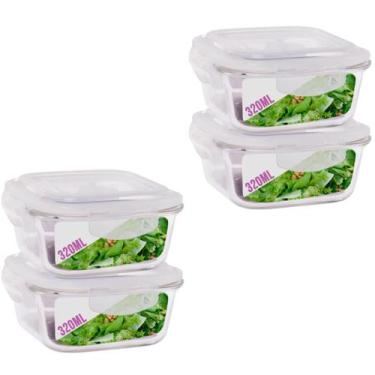 Imagem de Pote Pequeno Para Mantimento 320ml Vidro Tampa Não Vaza 4Un - QUALITY 