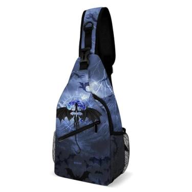 Imagem de MEDTOGS Bolsa tiracolo feminina – Mochila transversal de ombro para viagens, trilhas, academia – antifurto, Dragão