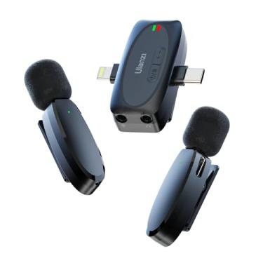 Imagem de Ulanzi Mini microfone de lapela sem fio para iPhone, Android e câmera - 2,4 G sem fio microfones duplos sem fio com redução de ruído - duração 6H gravação de vídeo profissional microfone Lav Mic para