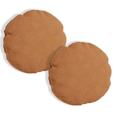 Imagem de Kit 2 Almofadas Bolacha Redonda Cookie Veludo Terracota