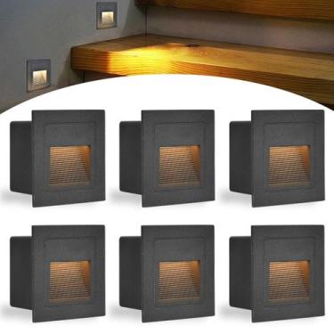 Imagem de 6 Balizador Para Escada Preto Externo De Embutir Lup51 - Acende a Luz