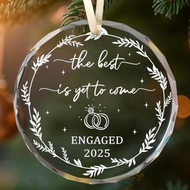 Imagem de Presentes de noivado para casal 2025, presente exclusivo para casais recém-casados, enfeites de noivado de vidro 2025, recém-noivados, presente de noivado feliz para ela, noiva, futura noiva, amigos