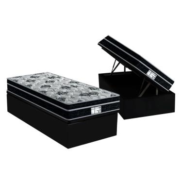 Imagem de Conjunto Box Baú Solteiro: Colchão Molas Probel Prolastic ProDormir Born + Base CRC Suede Black (88x188)