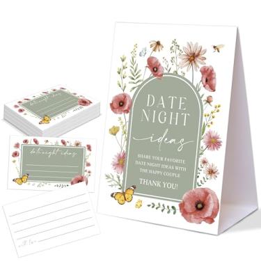 Imagem de Jogo de ideias para encontros noturnos com tema floral verde sálvia, 1 placa de mesa e 50 cartas, jogos de chá de panela, 50 convidados, jogos de chá de casamento para despedida de solteira, evento de