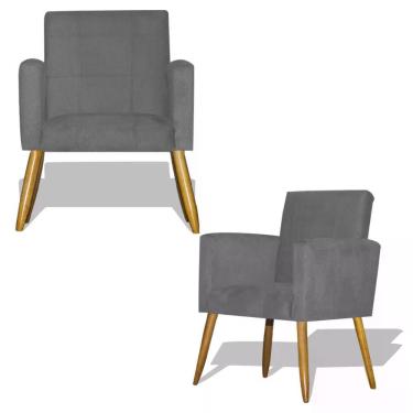 Imagem de Kit 02 Poltrona Decorativa Nina - Cinza Cinza