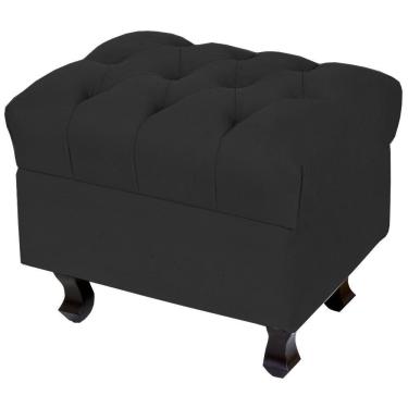 Imagem de Puff París Luis Xv L02 Capitone Suede Preto Pés Madeira