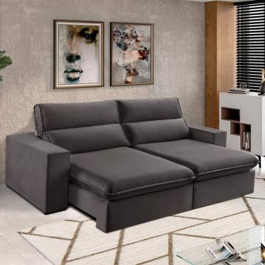 Imagem de Sofá 2 Lugares 230Cm Retrátil E Reclinável Free Veludo Cinza
