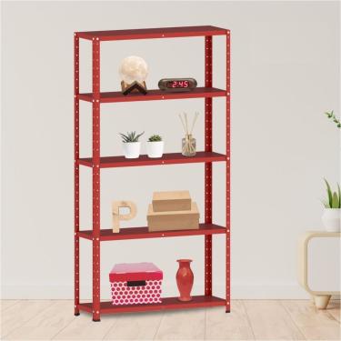 Imagem de Estante Para Livros Com Estrutura Metálica 5 Prateleiras Vermelho