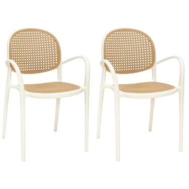 Imagem de Kit 2 Cadeiras De Jantar Roma Com Braço Para Sala E Cozinha - Bege