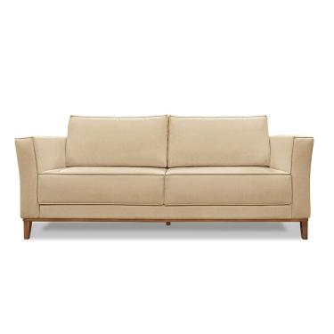 Imagem de Sofá 3 Lugares Base De Madeira Grace 210 Cm Linho S04 - D'rossi Cor Dourado