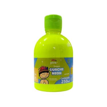 Imagem de Tinta Guache Neon Escolar Pet 250ml Com Aplicador Piratininga Amarelo