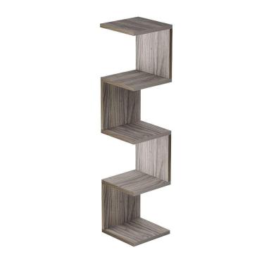 Imagem de Prateleira De Canto Lyra 4 Nichos Decorativos Nogal Para Sala Quarto Livros