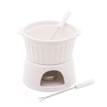 Imagem de Aparelho De Fondue 4 Peças De Porcelana Classic Branco 400ml 2821 - Lyor