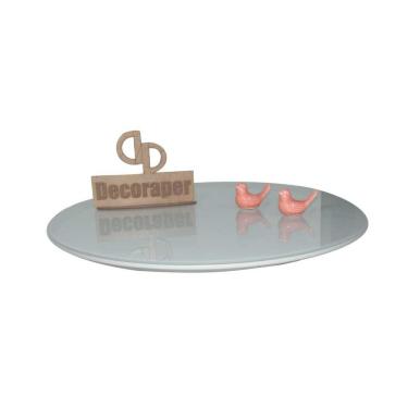 Imagem de Prato Giratorio Com Vidro Laqueado 60cm Off White