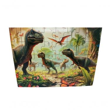 Imagem de Quebra-cabeça Personalizado Dinossauros De 40 Peças Em Mdf Cor:verde