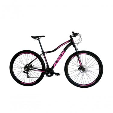 Imagem de Bicicleta Aro 29 Ksx Sd7 Feminina 21v Cabos Internos Alumínio Freios A Disco Garfo Suspensão Preto Rosa Tamanho 17