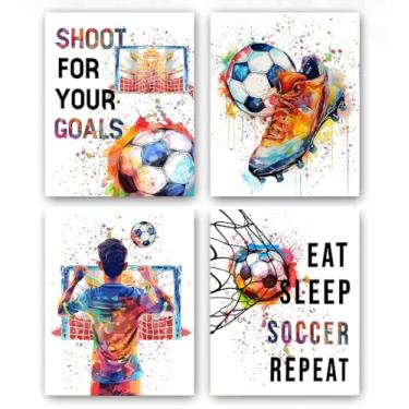 Imagem de ZOQIPQO Arte De Parede Futebol Com Grafite, Pôster Para Quarto Meninos, Impressões Em Tela, Decoração Sala Jogos Adolescentes, Sem Moldura