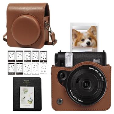 Imagem de CAIYOULE Estojo Para Câmera Fujifilm Instax Mini 99 Instant Bag Com Álbum De Fotos E Adesivo Borda - Marrom
