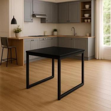 Imagem de Mesa de Jantar Compacta 80x80cm Industrial - Design Moderno com Metalo