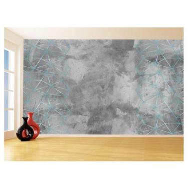 Imagem de Papel De Parede Concreto Linhas Azul Turquesa 3,5M Kkt317 - Você Decor