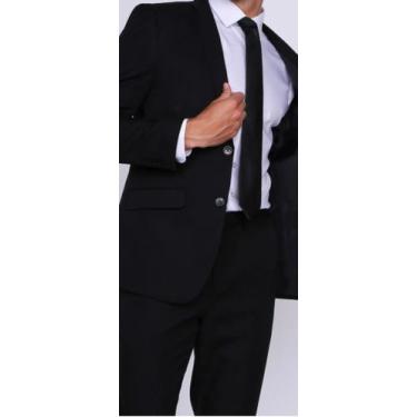 Imagem de Terno Slim MICROFIBRA PRETO - Elegante ternos , 48