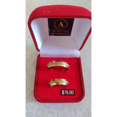 Imagem de Par de alianças folheadas a ouro18k - Tradicional , Dourado, 250g