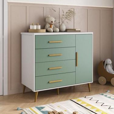 Imagem de Cômoda para Quarto Infantil Kids Espresso Móveis Branco/Verde
