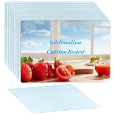 Imagem de 10 peças de placa de corte por sublimação, tábuas de corte de vidro temperado texturizadas para cozinha, tábua de cortar antiderrapante para máquina de prensa térmica de bancada, decoração de casa
