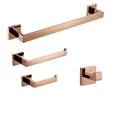 Imagem de Conjunto de banheiro preto - Suporte para toalhas de aço inoxidável - Ferragens para montagem em parede, RG, kit com 4 peças